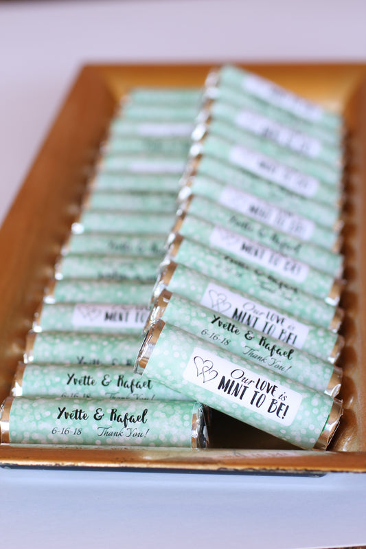 Mint to be favor with personalized label